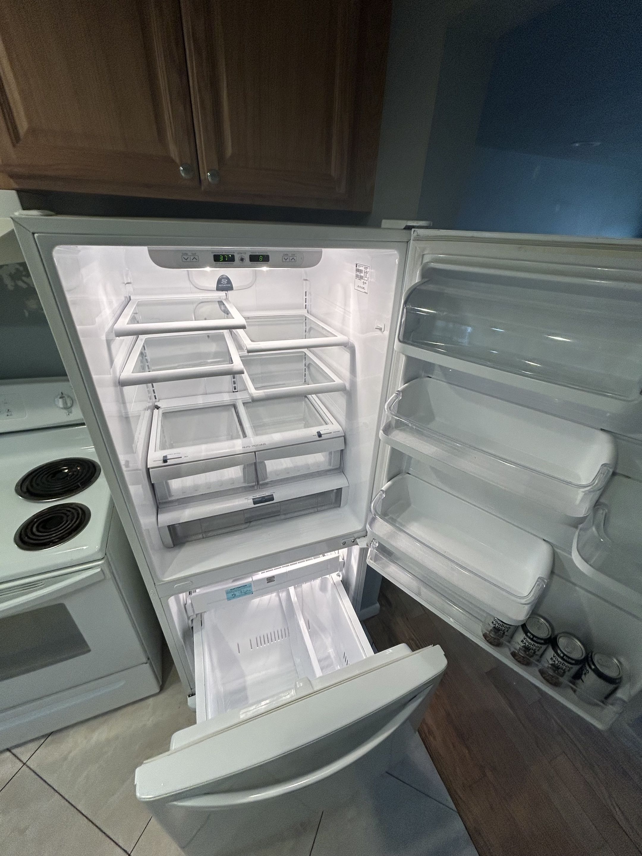 Deep-cleaned refrigerator interior, spotless and sanitized
